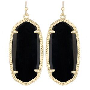 Kendra Scott Elle Black Gold Tone Dangle Earrings